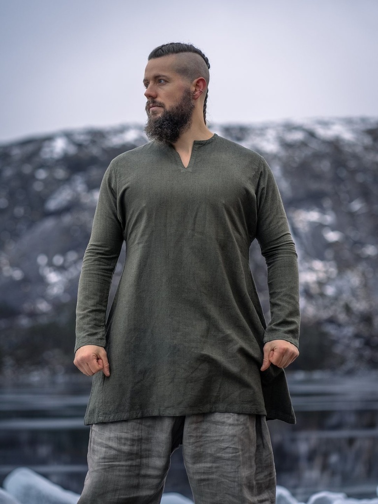 Wikinger Leinentunika "Ragnar" Olivgrün