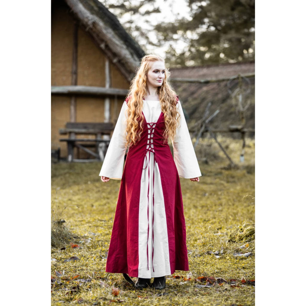 Mittelalter Kleid "Genefe" Rot/Natur