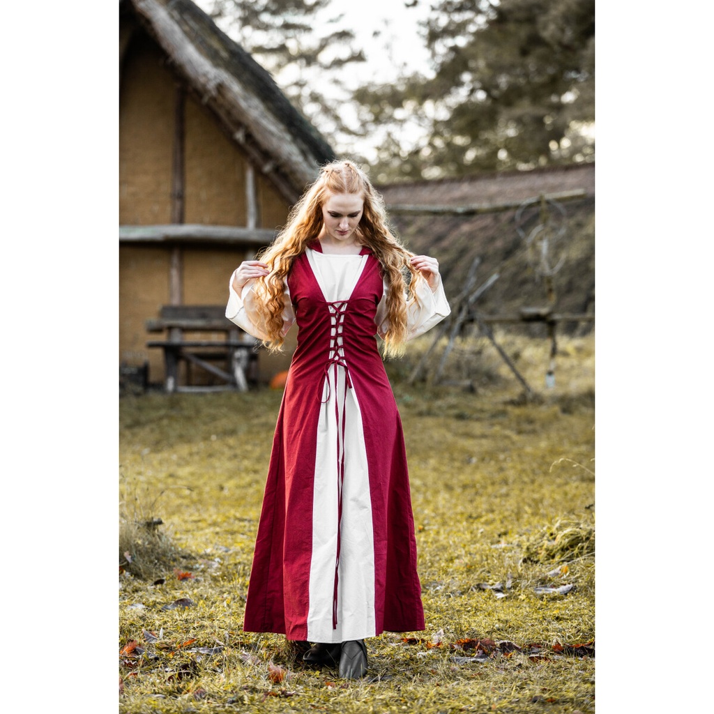 Mittelalter Kleid "Genefe" Rot/Natur