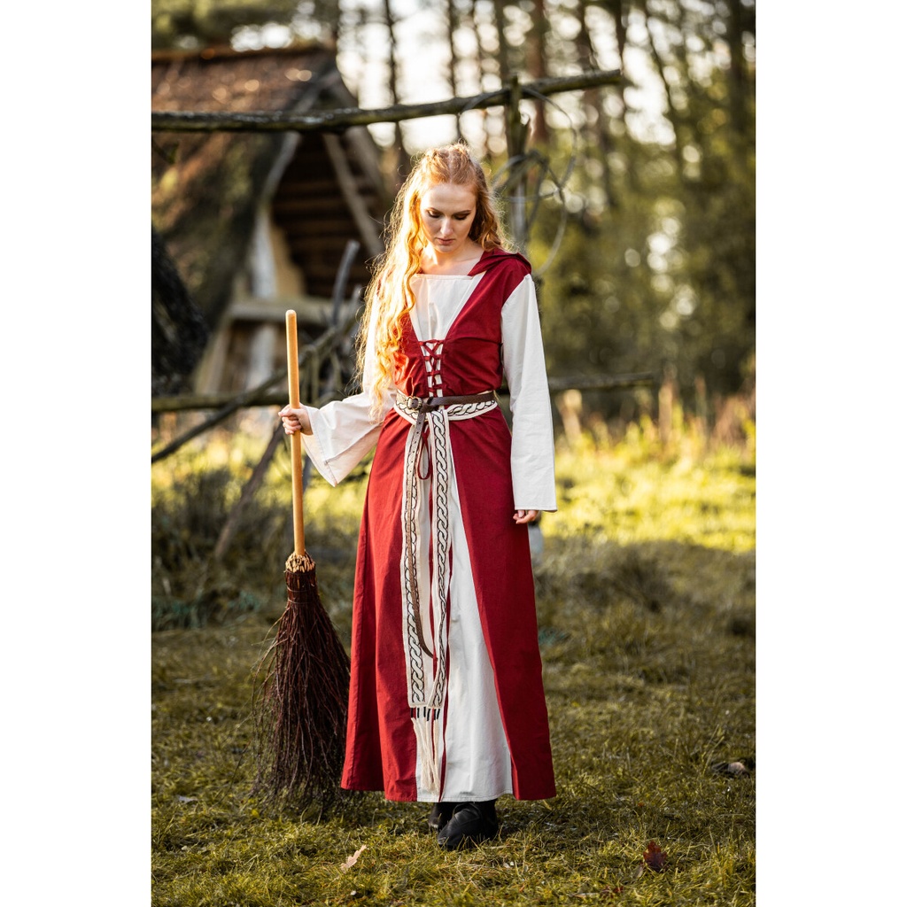 Mittelalter Kleid "Genefe" Rot/Natur
