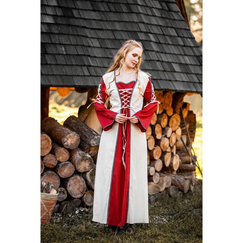 Mittelalter Kleid Amalia Natur/Rot