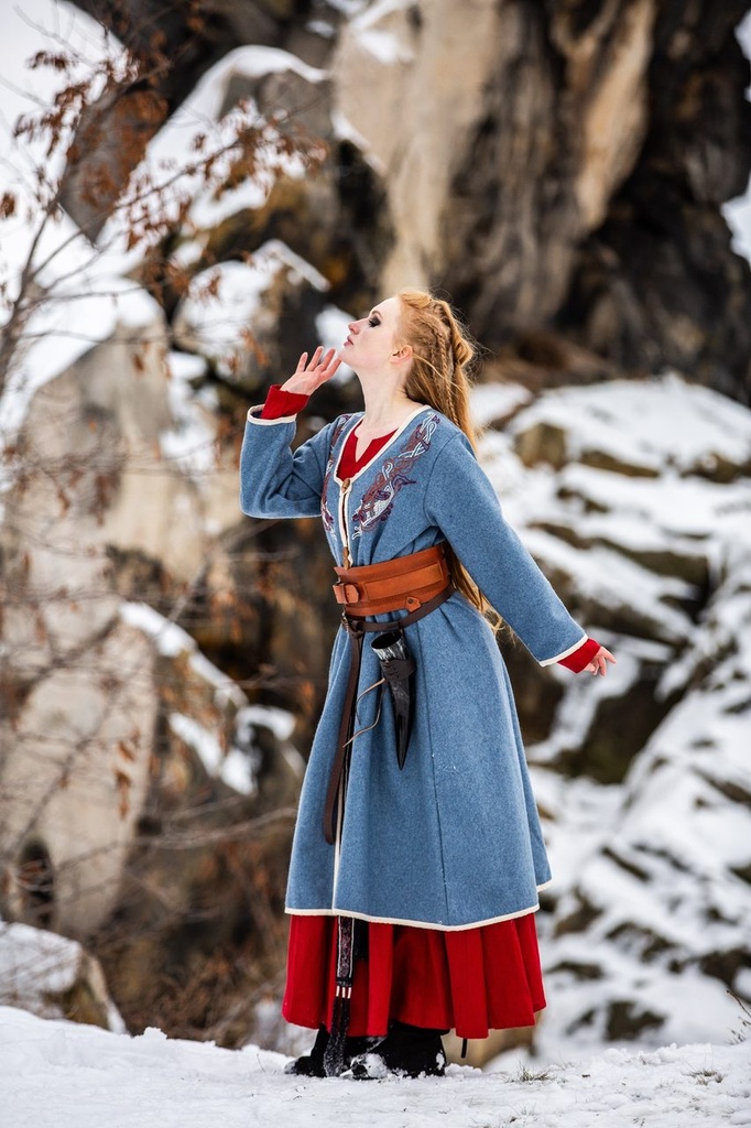 Wikinger Birka Mantel Skadi Taubenblau