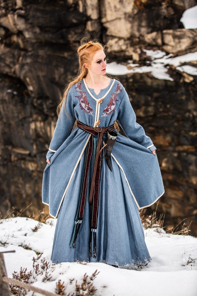 Wikinger Birka Mantel Skadi Taubenblau