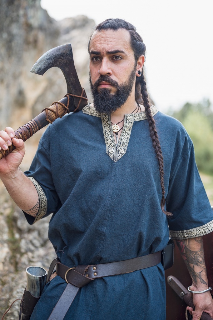 Kurzarmtunika mit Bordüre "Richard" Blau