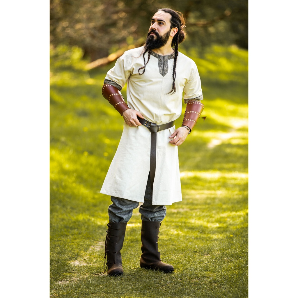 Kurzarmtunika mit Bordüre "Richard" Natur