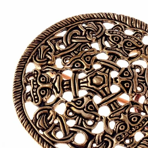 Wikinger Scheibenfibel im Borrestil Bronze