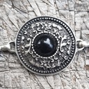 NITRAM, Kettengürtel, silberfarben, schwarze Perle