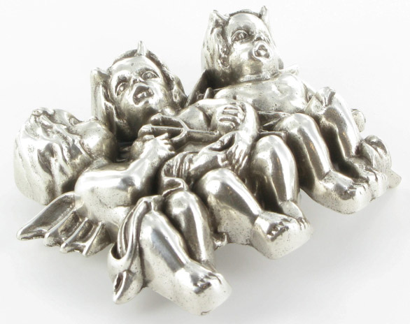 Little Devils, 4cm, silberne Fantasy-Teufelchen-Schließe, Schnal