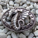Hippocamp, 4cm silberfarbene Seepferdchen-Schließe, Schnalle
