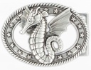 Hippocamp, 4cm silberfarbene Seepferdchen-Schließe, Schnalle