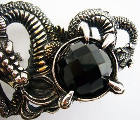 ONYX, exclusive, handgefertigte Drachen-Schließe aus Bronze, Sch