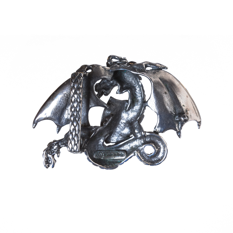 GRANAT, exclusive, handgefertigte Drachen-Schließe aus Bronze, S