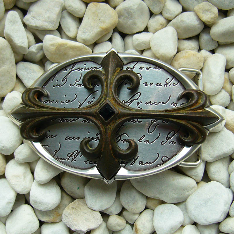 Antic Cross, 4cm,silberfarbene Lilien-Gürtelschließe, Schnalle