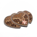 Heart Country, 4cm, hellbraune bestickte Gürtelschließe, Schnall