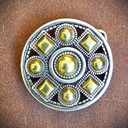 TYR, runde Mittelalter-Gürtelschließe, Fb:silber+gold, für 4cm-R