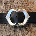 Spitzbogen-Schließe, 4cm, silberfarben, Schnalle,Mittelalter,Lar