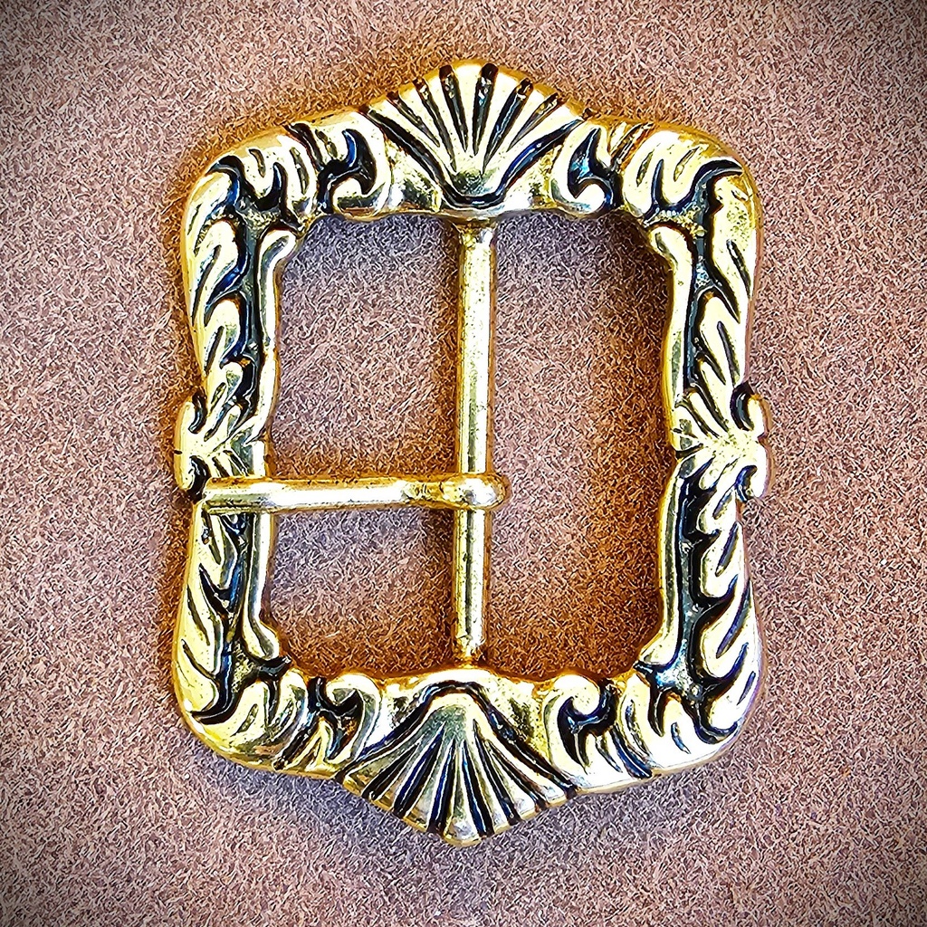 GWYN, verzierte Mittelalter-Dornschließe, Fb:gold/schwarz, für 4