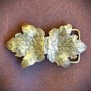 JORDI, Gürtelschließe Weinblatt, Fb:gold/schwarz, für 4cm-Riemen