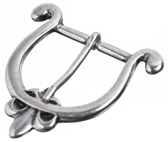 PORTOS, 3cm, silberfarbene Lilien-Schließe,Mittelalter,Fleur de 