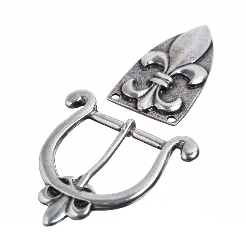PORTOS-SET, 3cm, silberfarbene Lilien-Schließe mit Gürtelspitze,