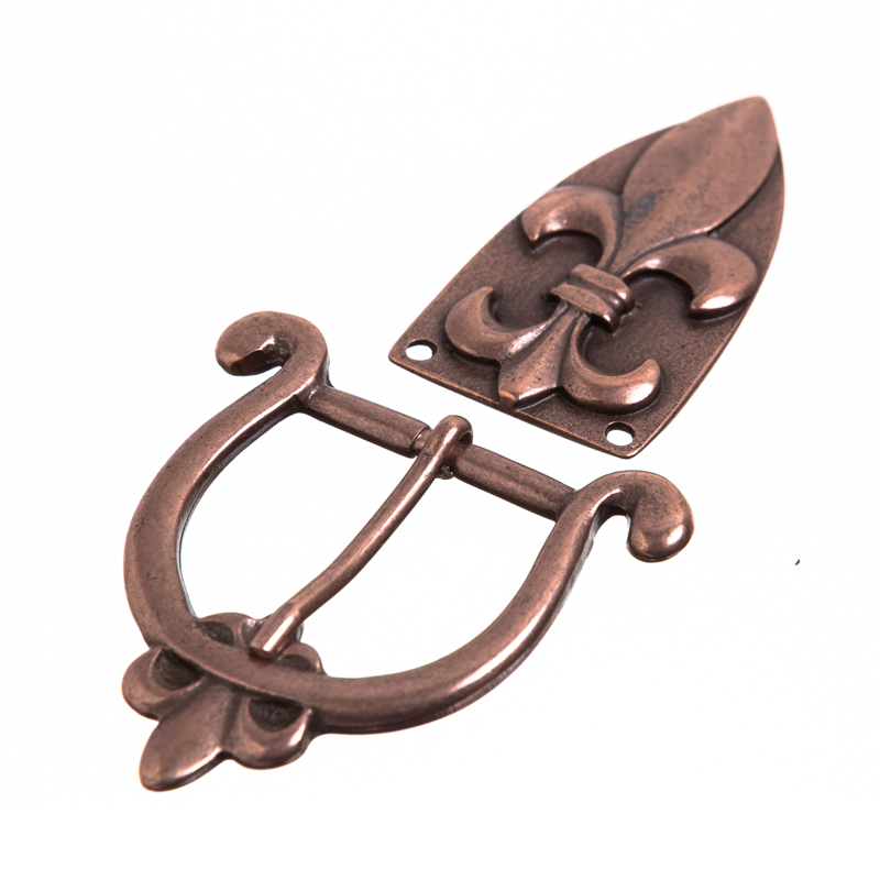 PORTOS-SET, 3cm, kupferfarbene Lilien-Schließe mit Gürtelspitze,