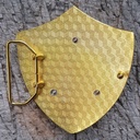 ARTUS, goldene 4cm Wappen-Schließe, schwarz Emaille, Krone,Stras