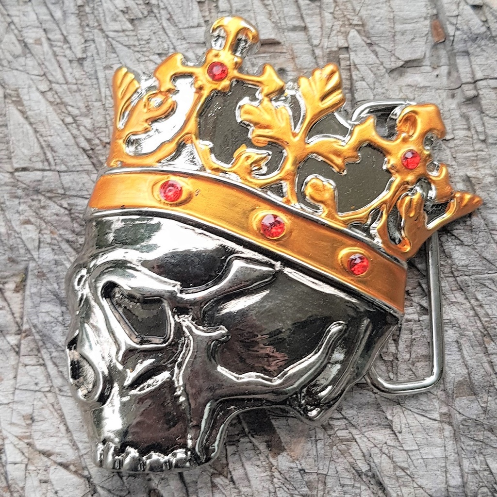 NAZGUL, silberne 4cm Totenkopf-Schließe, Schnalle, Mittelalter, 