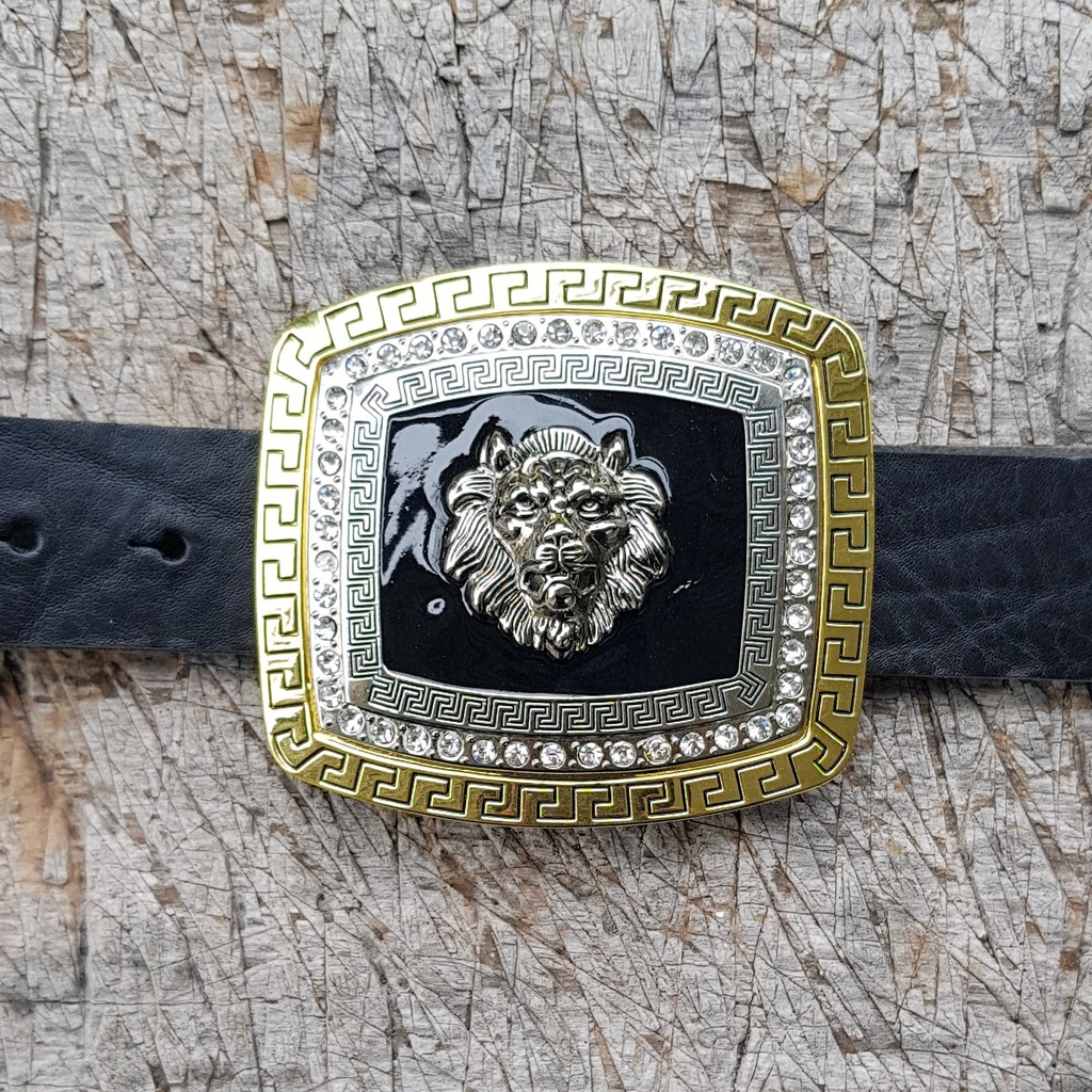 LION, silber/goldene 4cm Schließe, emailliert, Strass, Schnalle,