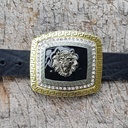 LION, silber/goldene 4cm Schließe, emailliert, Strass, Schnalle,