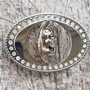 DOLLAR-SKULL, Prunk-Schließe, 4cm, Strass-Rand, Schnalle, Cospla