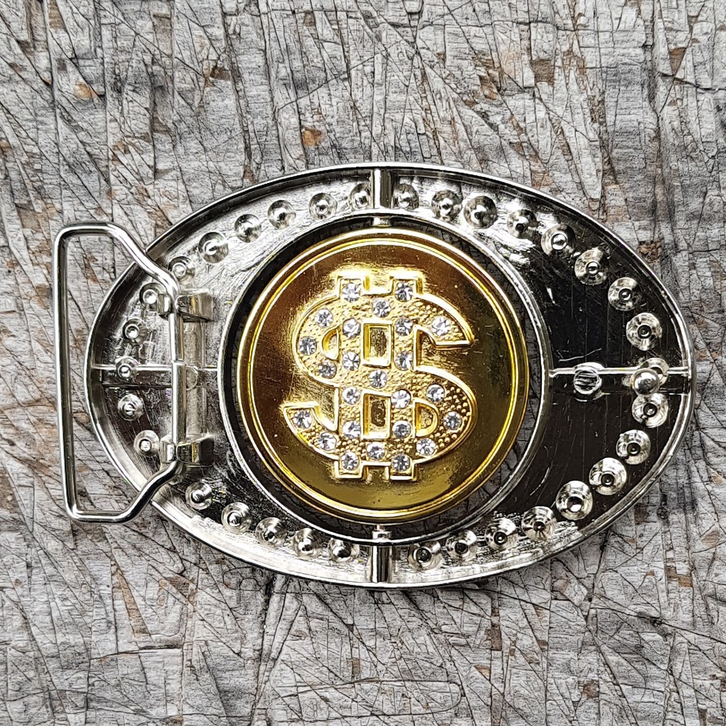 DOLLAR-SKULL, Prunk-Schließe, 4cm, Strass-Rand, Schnalle, Cospla