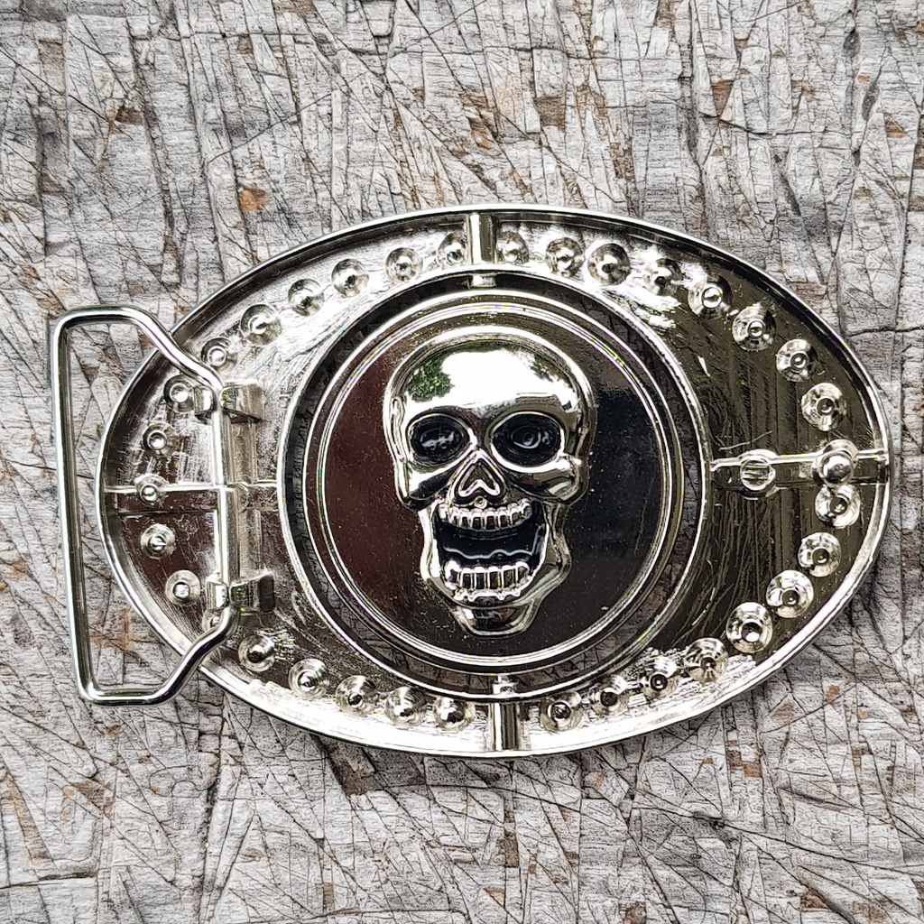 DOLLAR-SKULL, Prunk-Schließe, 4cm, Strass-Rand, Schnalle, Cospla