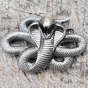 KING COBRA, 4cm Schließe, altsilbern, Schlange, Schnalle, Mittel