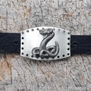 RATTLE-SNAKE, altsilberne 4cm Schließe, Strass-Auge, Schnalle, M