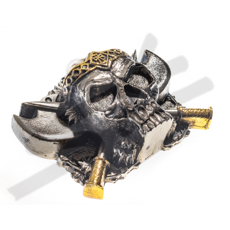 Wikinger Totenkopf-Zinnschließe 4cm, Schnalle