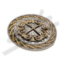 Zinnschließe Lilien und Kreuzmotiv, 4cm, Schnalle