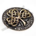 Rundschließe irisches Kleeblatt - SHAMROCK - 4cm, Zinnschließe, 