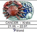 Sternzeichen Krebs - Cancer, 4cm Schließe, Schnalle