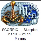 Sternzeichen Skorpion - Scorpio, 4cm Schließe, Schnalle