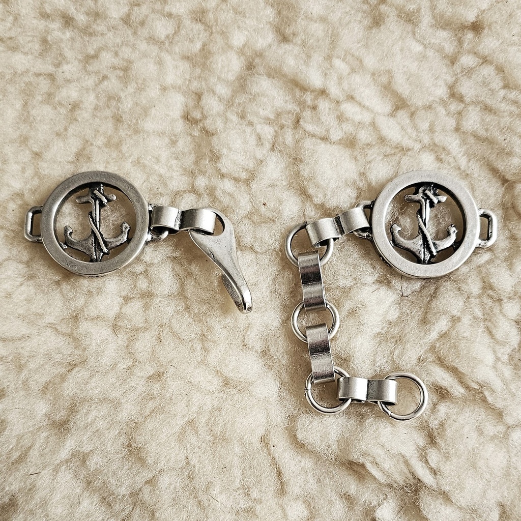 ANKER,Verschluss,FB:silber,Mittelalter,Larp,Fell,Umhang,Mantel