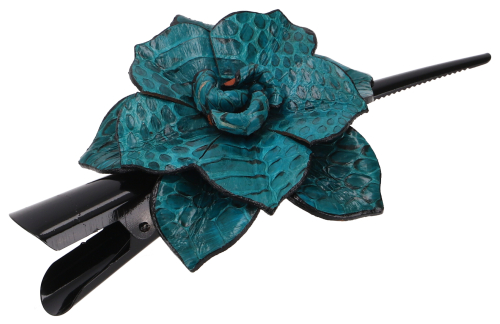 Boho Haarspange mit Lederblüte, Boho Haarschmuck - türki 2