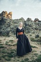 Unterkleid "Silke" schwarz langarm bodenlang 100% Baumwolle Leonardo Carbone 4899s