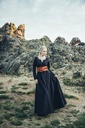 Unterkleid "Silke" schwarz langarm bodenlang 100% Baumwolle Leonardo Carbone 4899s