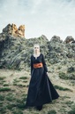Unterkleid "Silke" schwarz langarm bodenlang 100% Baumwolle Leonardo Carbone 4899s