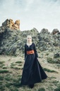 Unterkleid "Silke" schwarz langarm bodenlang 100% Baumwolle Leonardo Carbone 4899s