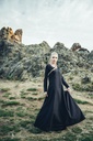 Unterkleid "Silke" schwarz langarm bodenlang 100% Baumwolle Leonardo Carbone 4899s