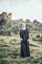 Unterkleid "Silke" schwarz langarm bodenlang 100% Baumwolle Leonardo Carbone 4899s