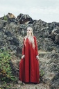 Unterkleid "Silke" rot langarm bodenlang 100% Baumwolle Leonardo Carbone 4899r