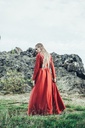 Unterkleid "Silke" rot langarm bodenlang 100% Baumwolle Leonardo Carbone 4899r