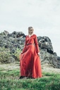 Unterkleid "Silke" rot langarm bodenlang 100% Baumwolle Leonardo Carbone 4899r